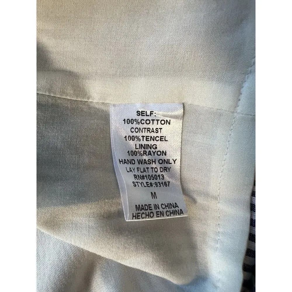 Savanna Jane Sleeveless Blue White Floral Embroidered Shirt SZ MED Beach BOHO - Picture 5 of 5